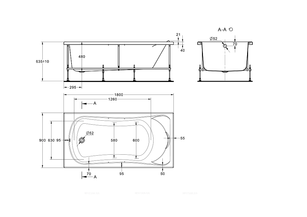 Акриловая ванна Roca BeCool 180x90 ZRU9307685 с отверстиями для ручек