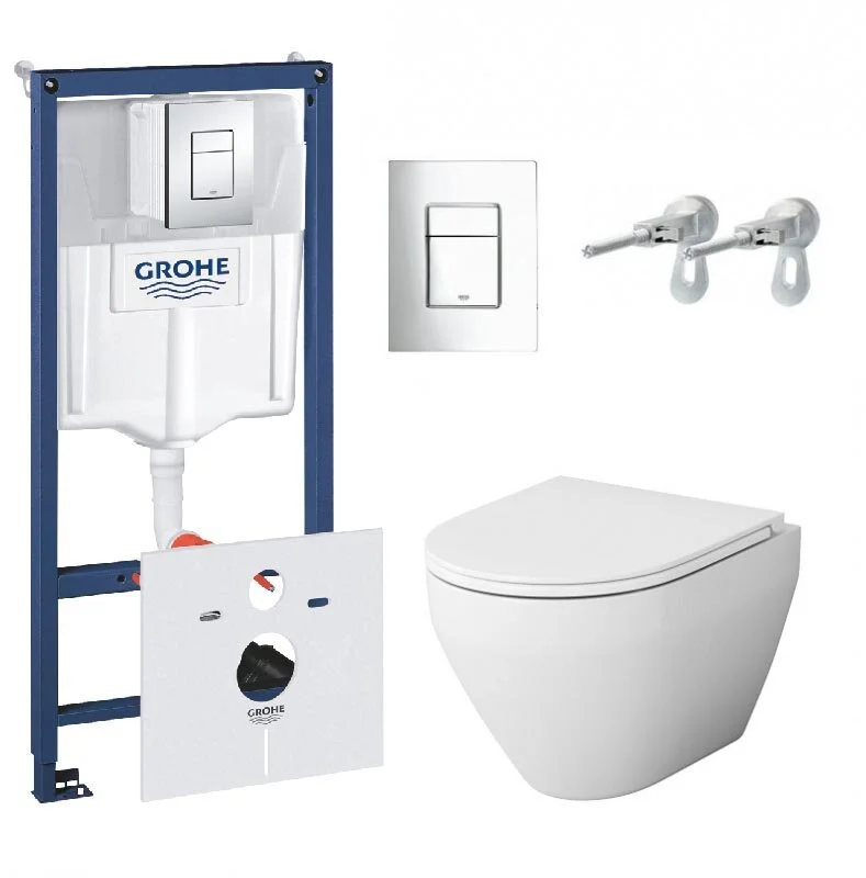 Инсталляция Grohe с безободковым унитазом AM.PM Spirit FlashClean C701700WH, с сиденьем микролифт, комплект