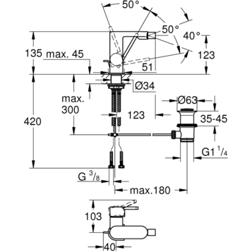 Смеситель для биде Grohe Plus 33241003