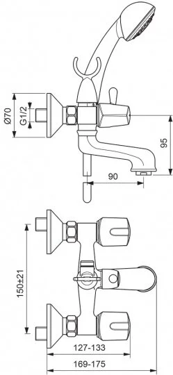 Смеситель для ванны с душем Vidima Flora BA142AA хром