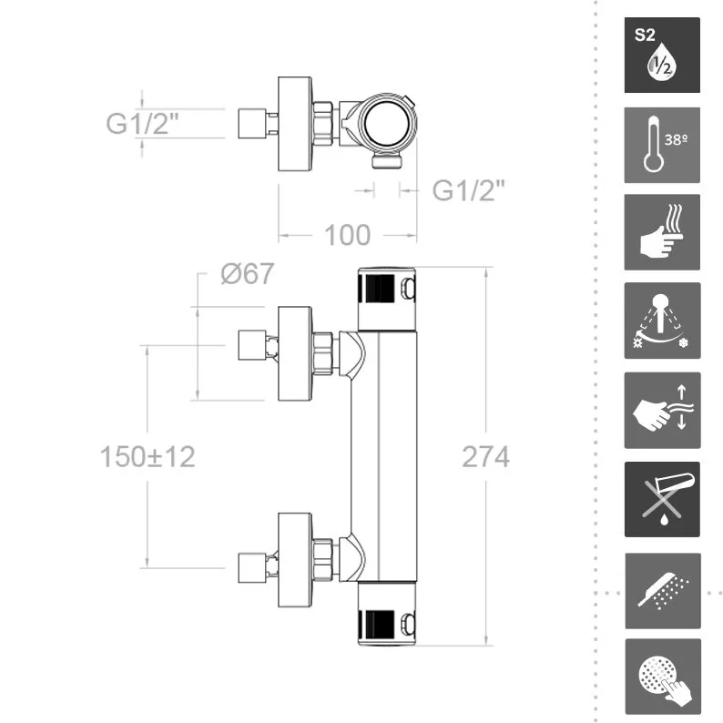 Смеситель для душа Ramon Soler Termotech 963401S хром