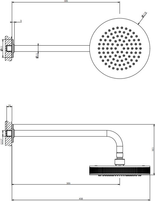 Верхний душ с кронштейном Gessi Inciso 58185#031, хром