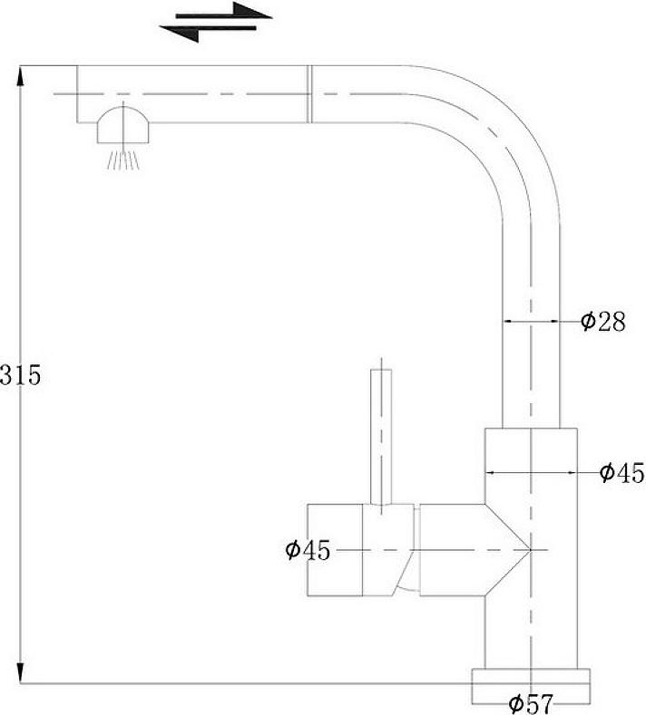 Смеситель для кухни Omnires Albany AB1455IN, инокс