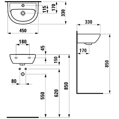 Раковина Laufen Pro 8.1595.2.000.104.1, белый