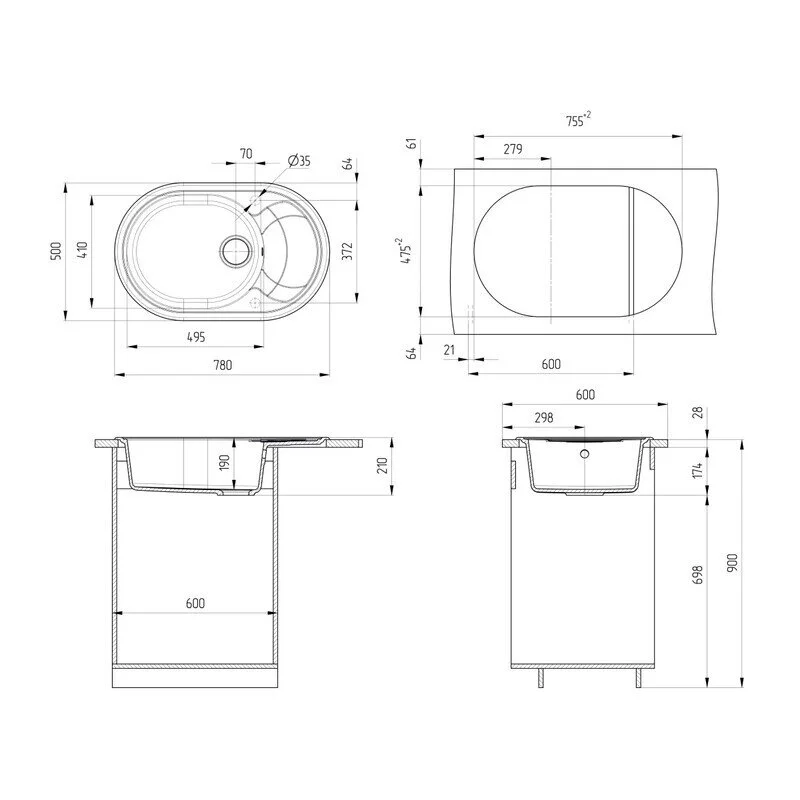 Кухонная мойка Ulgran U-610 U-610-345 коричневый