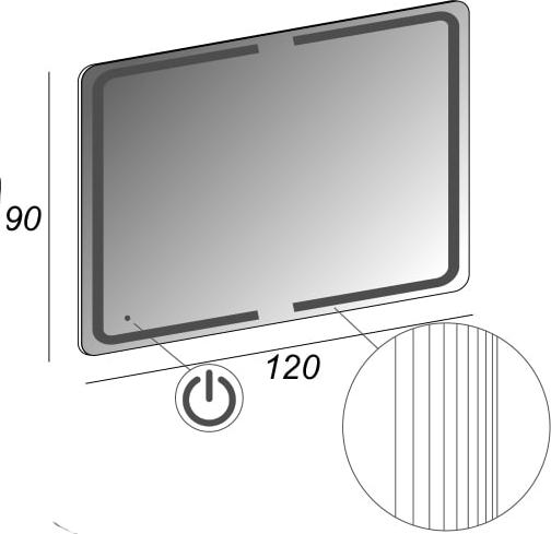 Зеркало Cezares 40312 c LED-подсветкой touch system 90х120