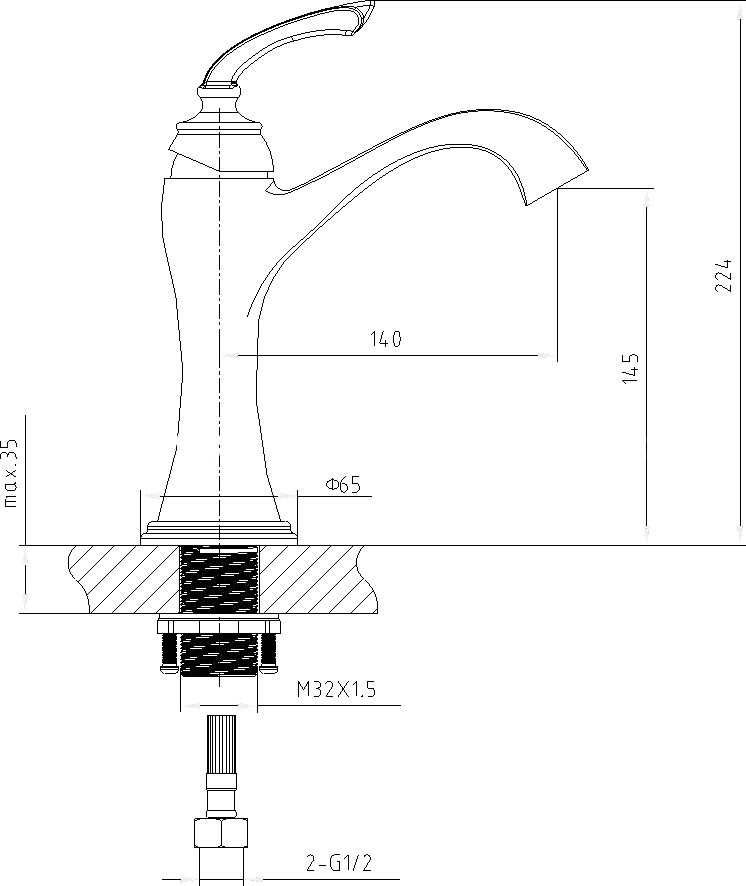 Смеситель для раковины Timo Unari 7501/04-07F, чёрный/золото