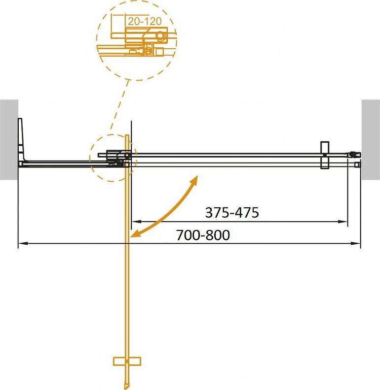 Душевая дверь Cezares Slider 80 SLIDER-B-1-70/80-BR-NERO, профиль черный, стекло бронза