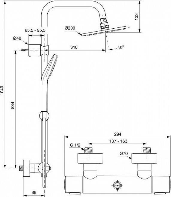 Душевая стойка Ideal Standard IdealRain Soft A6983AA, хром