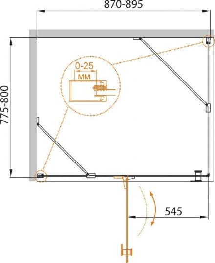 Душевой уголок Cezares CRYSTAL-S-AH-1-90/80-C-Cr-L