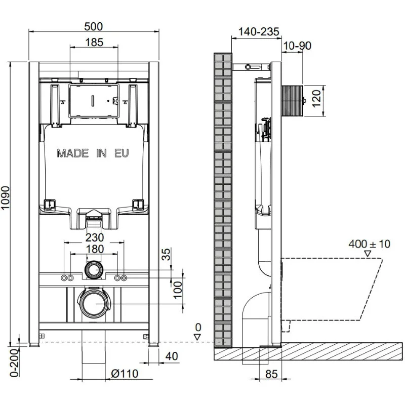 Комплект инсталляция OLI 80 Eco с унитазом Point Меркурий PN41831GM, сиденье микролифт, клавиша OLI Globe, цвет черный, 886914GBO3+PN41831GM