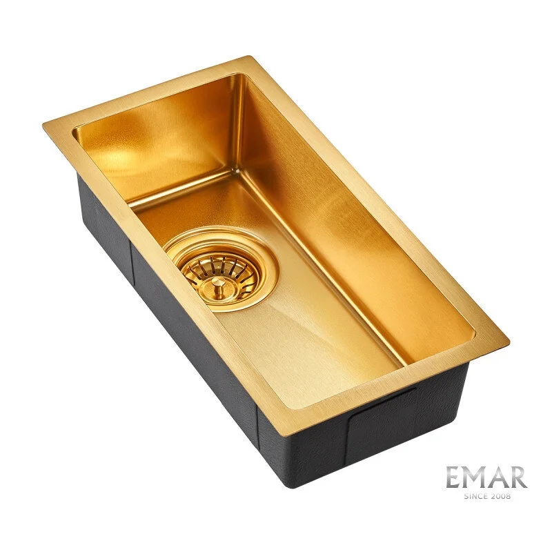 Глянцевая кухонная мойка EMAR EMB-126A PVD Nano Golden