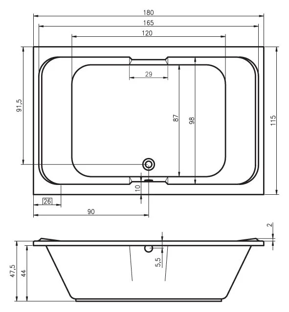 Акриловая ванна Riho Thermae Line BZ28 белый