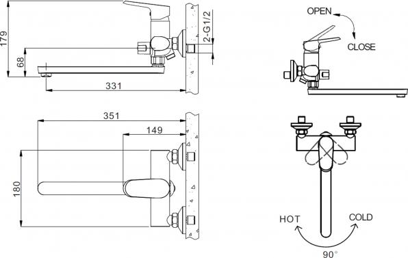 Смеситель Bravat Pure F6105161C-01A для ванны