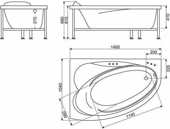 Акриловая ванна BelBagno BB106-150-105-R