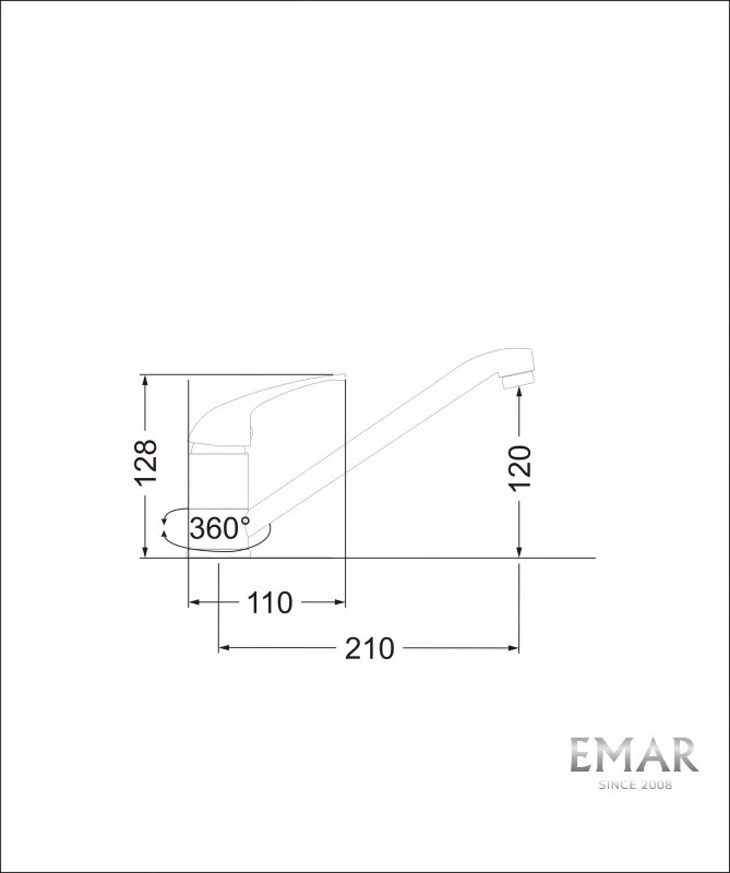 Смеситель для кухни Emar Quartz 3009.8 Морион черный