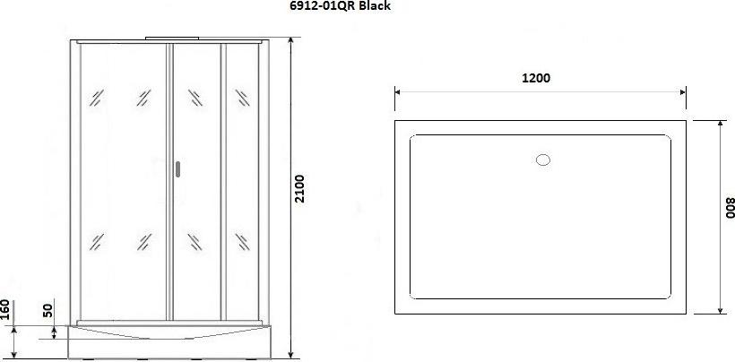 Душевая кабина Niagara Premium 69120134QRBLACK 120х80х210 стекло тонированное