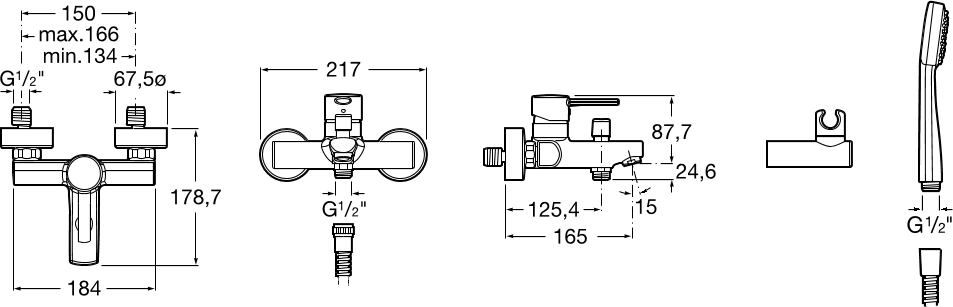 Смеситель для ванны Roca Targa 5A0160C0M