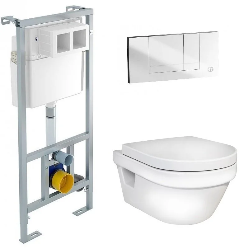 Инсталляция Gustavsberg 92211461, с безободковым унитазом Gustavsberg Hygienic Flush 5G84HR01, сиденье микролифт, клавиша хром