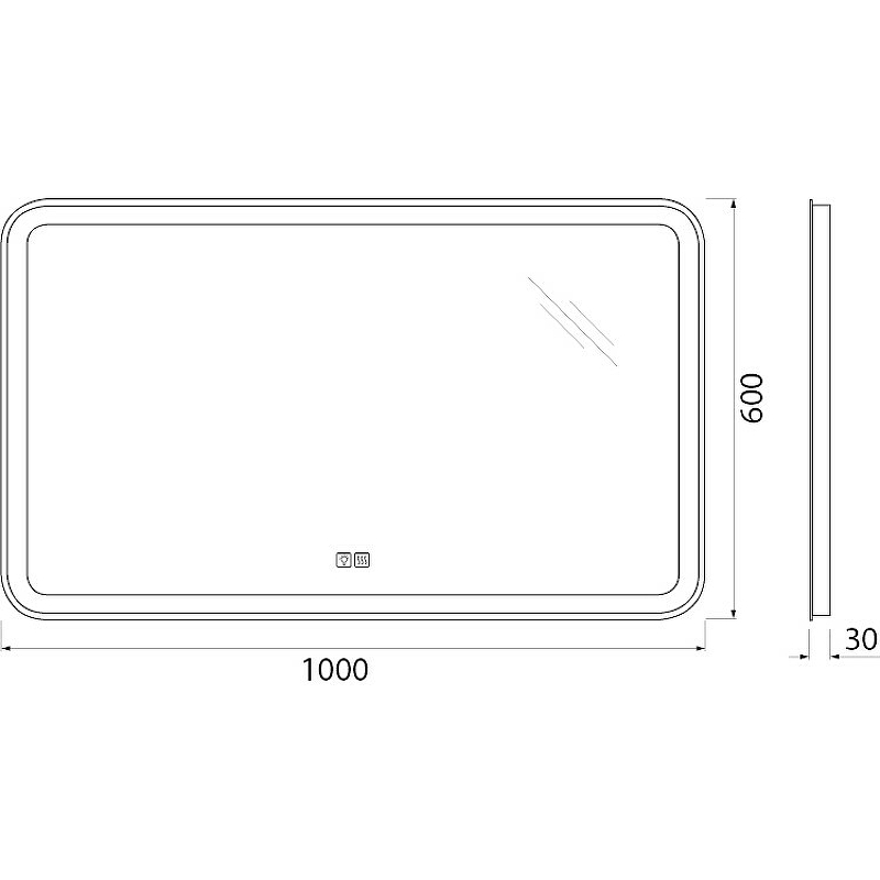 Зеркало BelBagno Marino SPC-MAR-1000-600-LED-TCH-WARM 100 см, с подсветкой, подогревом и сенсорным выключателем