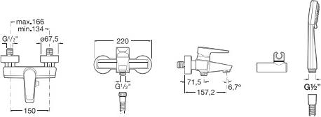 Смеситель для ванны Roca Esmai 5A0131C02