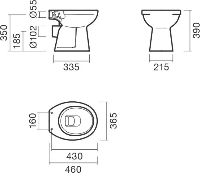 Приставной унитаз Sanitana Munique S10073523400000, белый