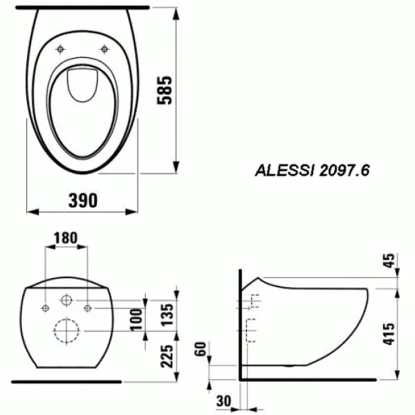 Инсталляция Laufen с унитазом Laufen Alessi One 8.2097.6.400.000.1, сиденье микролифт клавиша хром, комплект