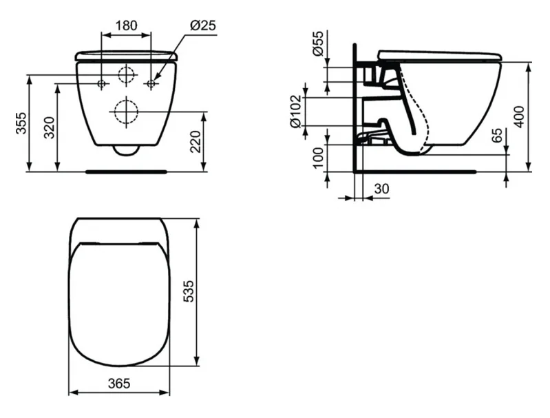 Инсталляция Aquatek унитаз Ideal Standard Tesi AquaBlade T007901 белый, сиденье микролифт, клавиша хром, комплект ST031812