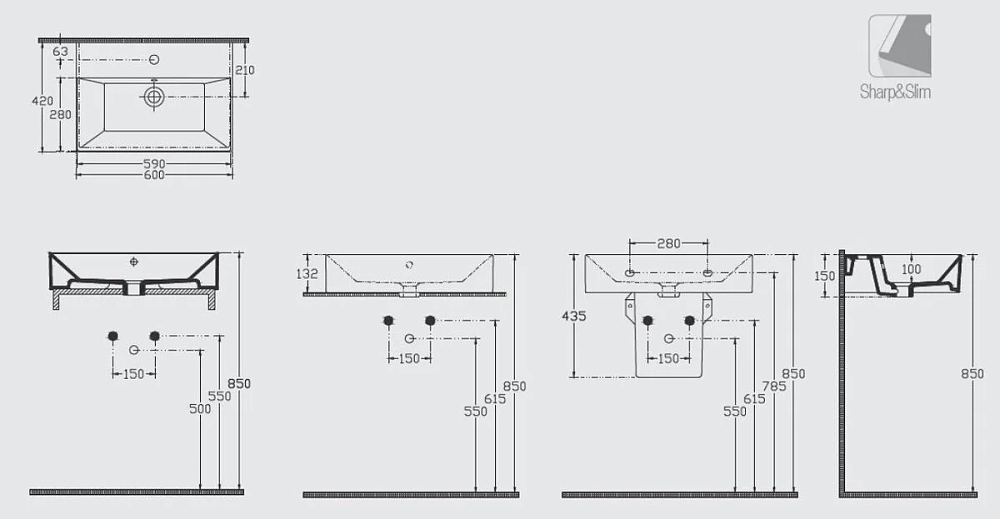 Раковина накладная Isvea SistemaZ Frame 10SF50060SV-2L белый