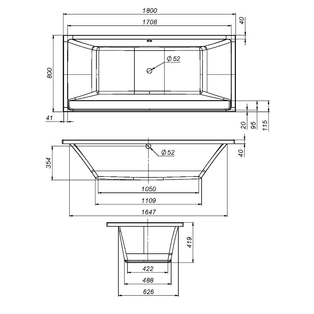 Каркас для ванны Am.Pm Inspire V2.0 W52A-180-080W-R