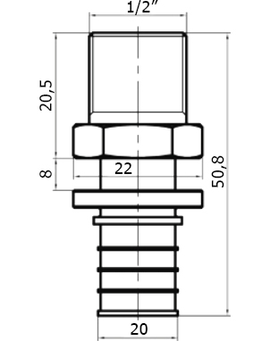 Переходник Stout SFA 0001 20xR 1/2" аксиальный с наружной резьбой