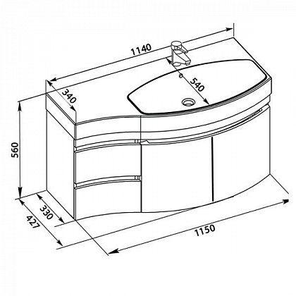 Тумба с раковиной Aquanet Опера 115 R 00212992 белый