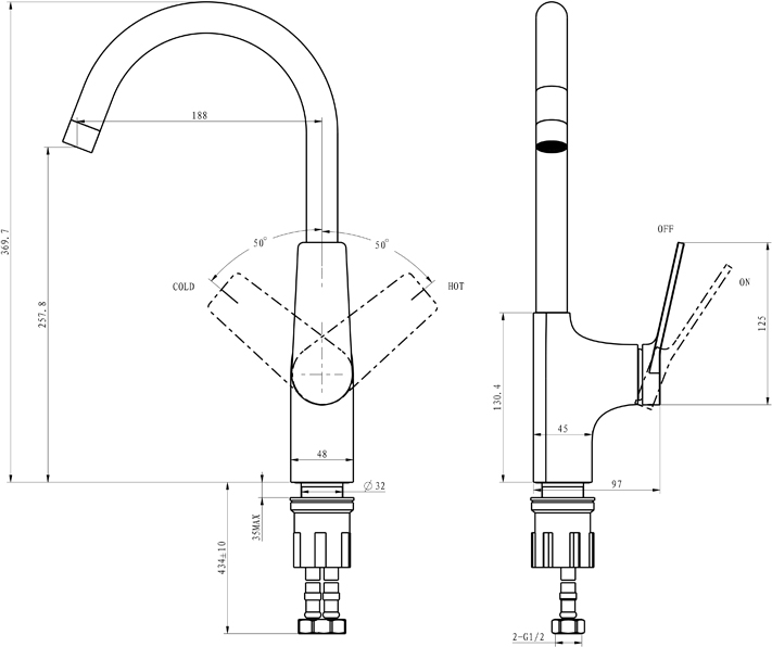 Смеситель для кухни STWORKI HDA5708XH2