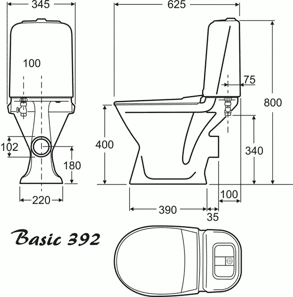 Напольный унитаз Gustavsberg Basic 392 GB1039226105+1 крышка стандарт