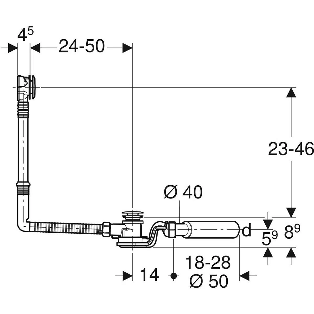 Сифон для ванны Geberit Uniflex 150.756.21.6, хром