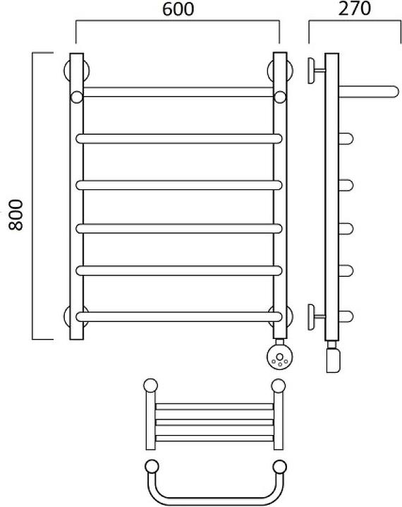 Полотенцесушитель электрический Aquanerzh Скоба 00-07A8060_R с полкой