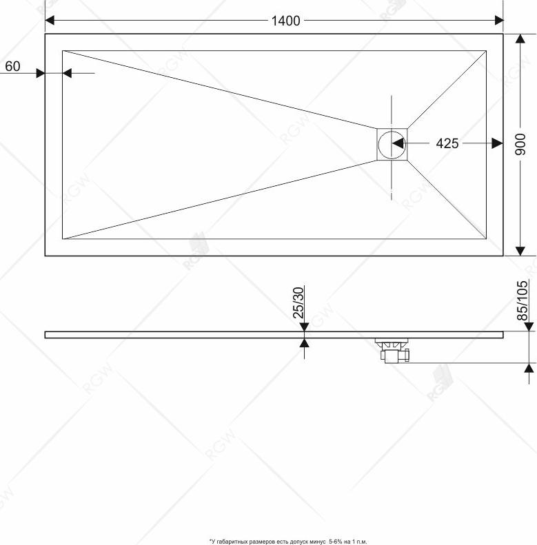 Душевой поддон RGW ST-G 16152914-02 90x140 см, графит