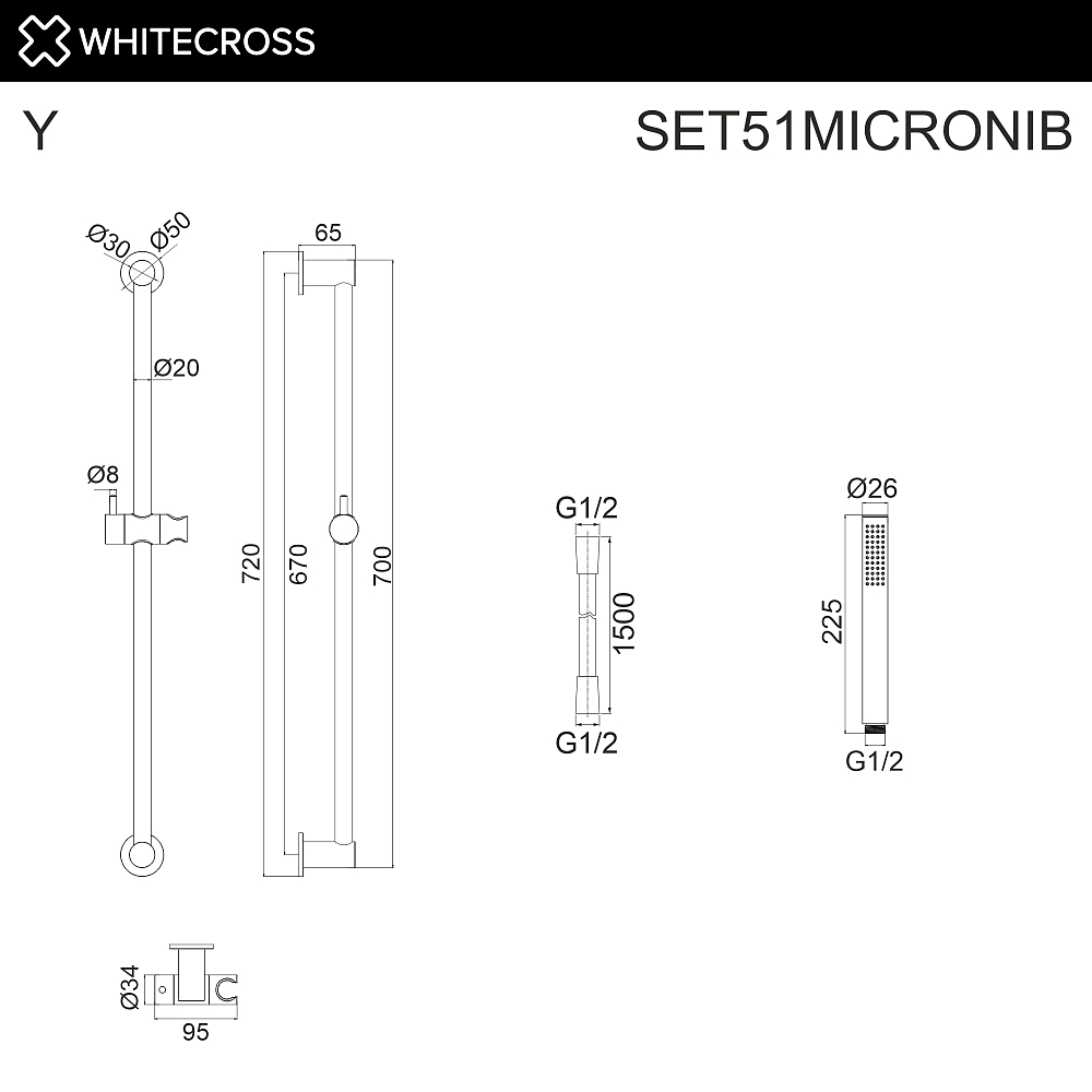 Душевой гарнитур Whitecross SET51MICRONIB никель брашированный