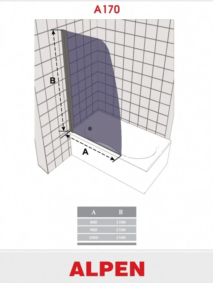 Шторка на ванну Alpen Alpina A170N-80