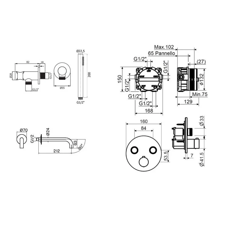 Смеситель для ванны с душем Plumberia Selection Psbox KITPSB02CR60 хром