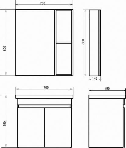 Тумба с раковиной Comforty Осло 70ПД 00-00006118, бетон светлый