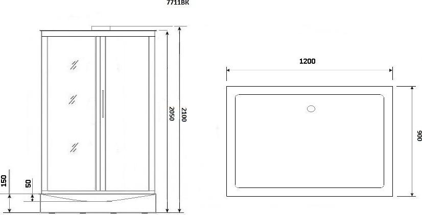 Душевая кабина Niagara Luxe 7711GBK 120х90х210 стекло прозрачное