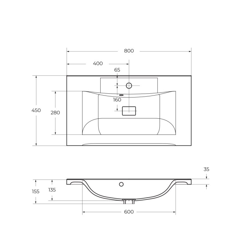 Раковина BelBagno BB800/450-LV-ART-PR-NERO 80 см, черный матовый