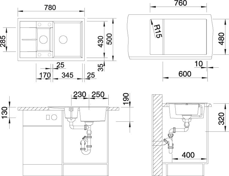 Кухонная мойка Blanco Metra 6 S Compact антрацит