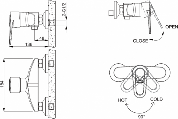 Смеситель Bravat Loop F9124182CP-01-RUS для душа