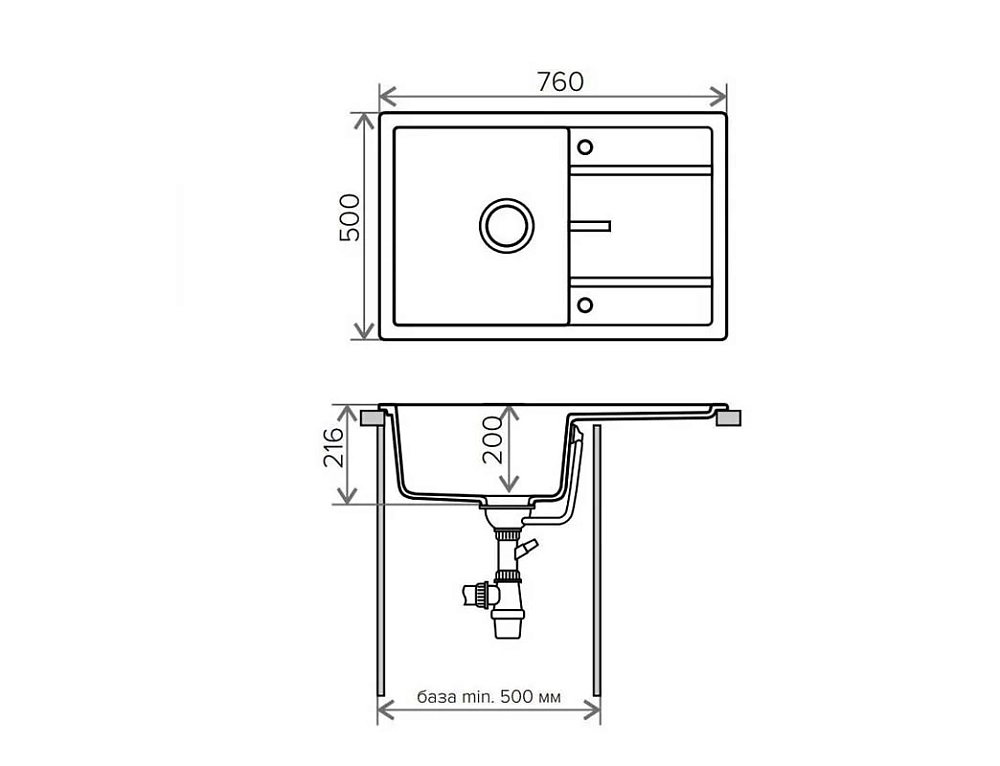 Кухонная мойка Tolero R-112 №911 (Черн) черный