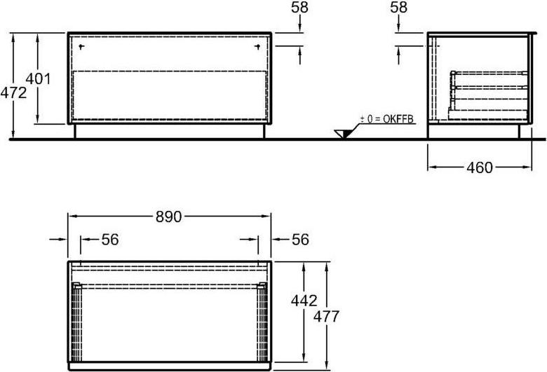 Шкаф боковой 90 см Geberit iCon 841091000, тёмно-серый матовый