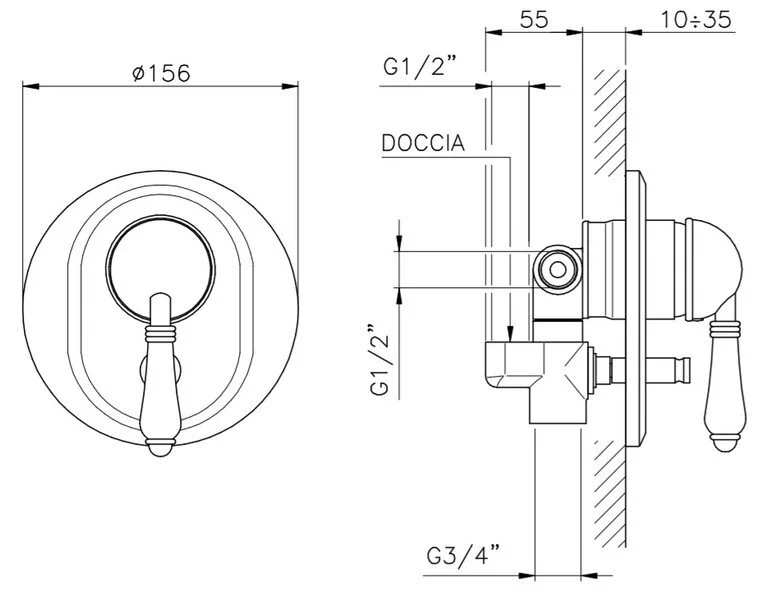 Смеситель для ванны с душем Nicolazzi Classico 3460DB75 бронза