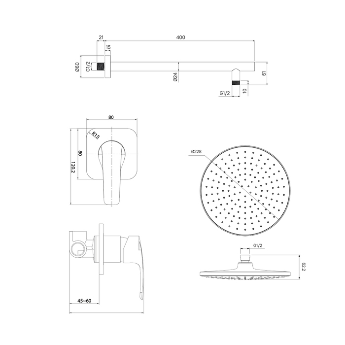 Душевая система Iddis Optima Home OPHBL01i66 черный матовый