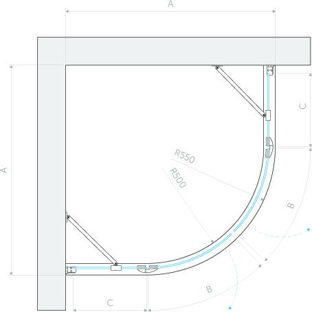 Душевой уголок Vegas Glass AFS 80 01 10 профиль белый, стекло сатин